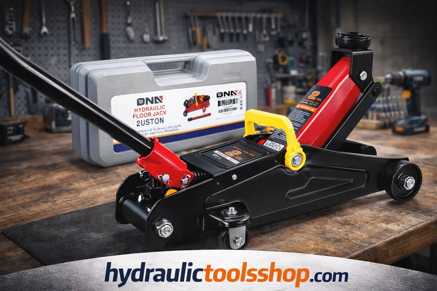 DNA Motoring TOOLS-00234 2-ton hydraulic trolley jack in hard shell carry case