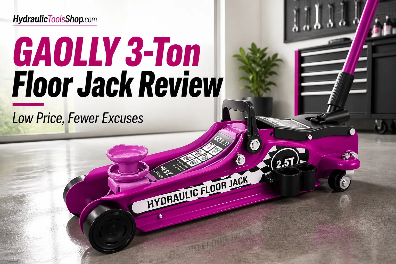 GAOLLY 3-ton low profile hydraulic floor jack on concrete garage floor