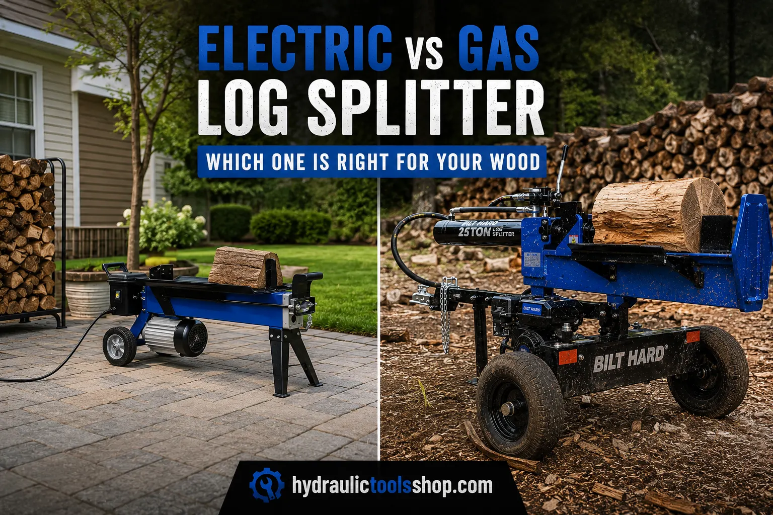 Electric log splitter versus gas log splitter side by side comparison for home firewood use