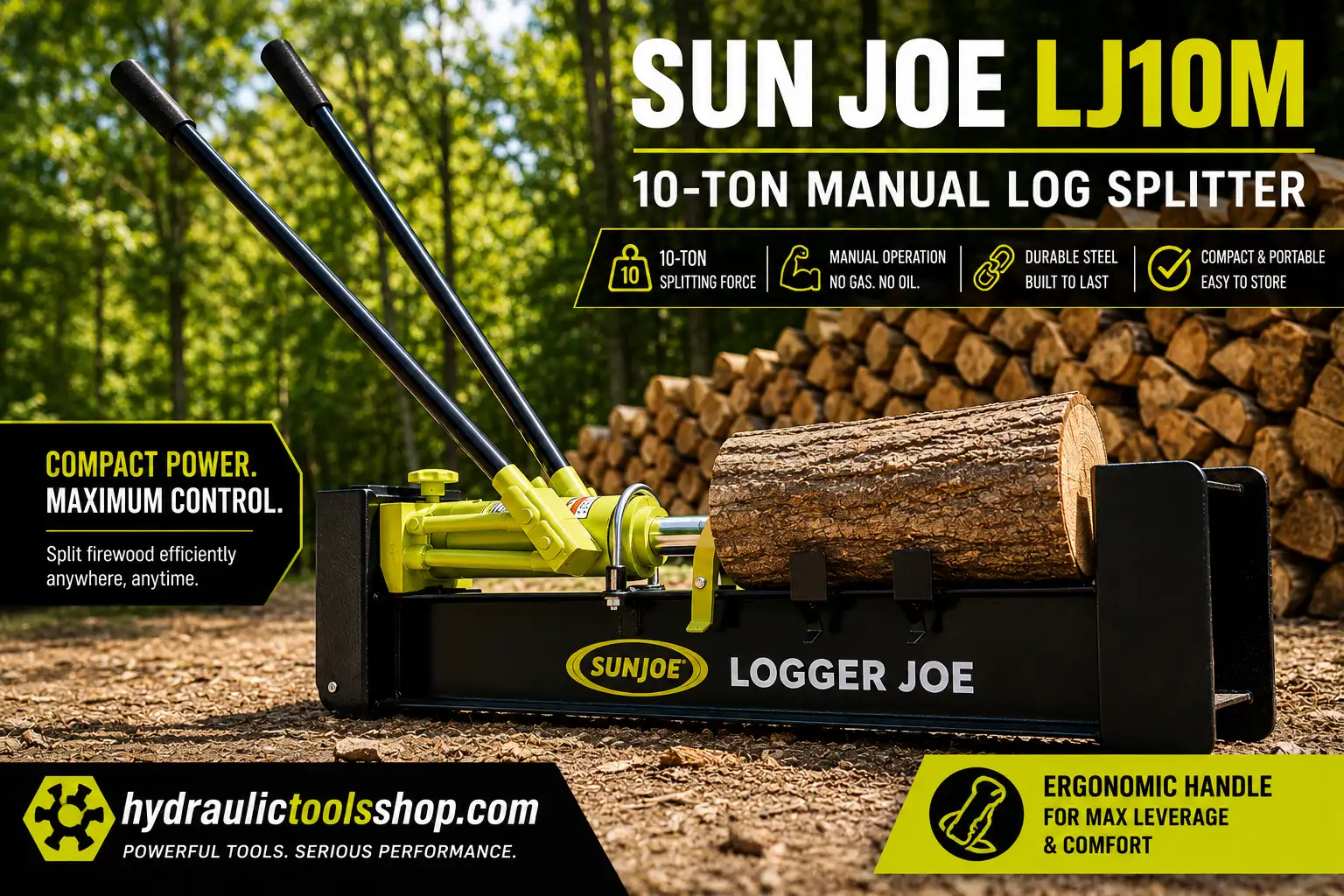 Sun Joe LJ10M 10-ton manual hydraulic log splitter